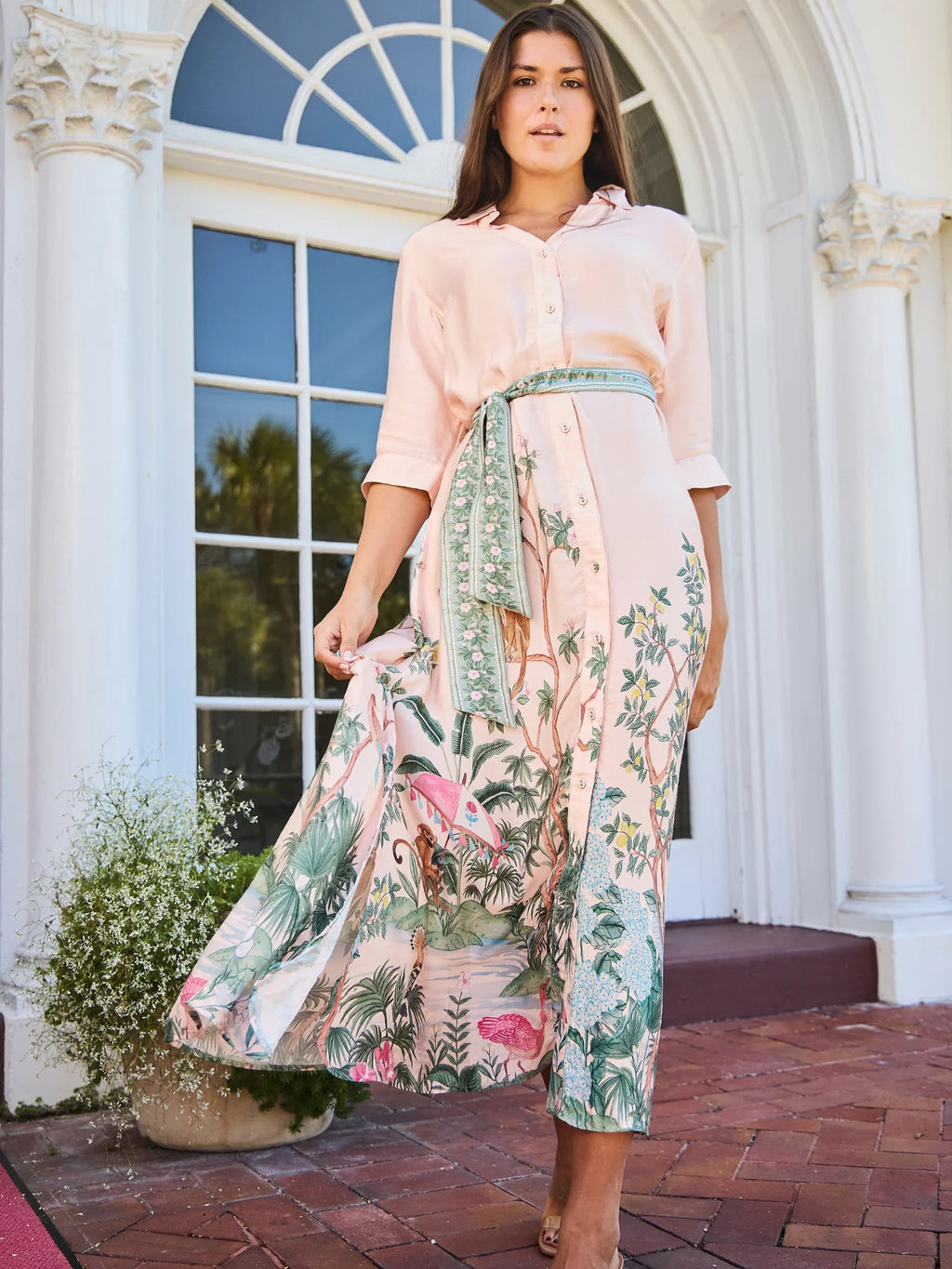 eloise long dress Eloise White Mesh Panel Maxi Dress with Satin Stripes (Final Sale-US Only), S / White