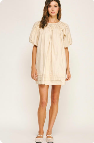 Almond Poplin Mini Dress