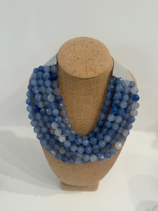 Multi Strand Beaded Necklace, Multi Blue