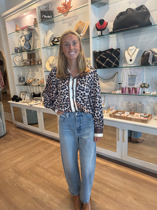 Puff Sleeve Blouse, Leopard