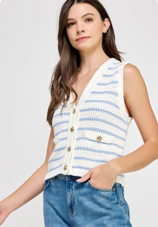 V Neck Crochet Vest