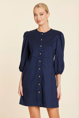 Faux Suede Navy Dress