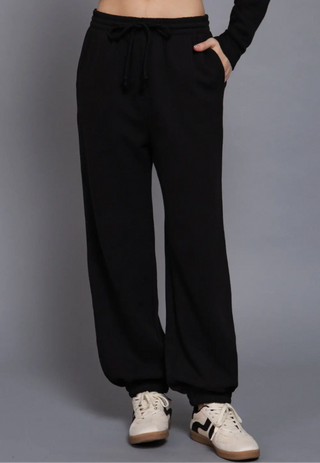 Black Elastic Waist Soft Joggers