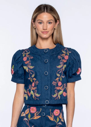 Coco Top in Denim Floral