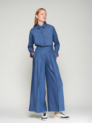 Wide Leg Denim Trouser