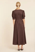 Faux Suede Brown Maxi Dress