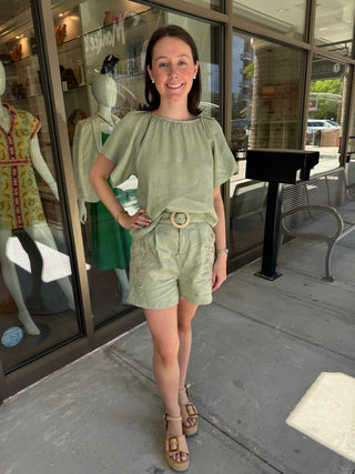Soft Green Linen Blouse