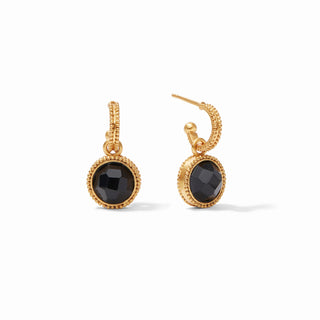 Fleur-de-Lis Hoop & Charm Earring, Obsidian Black