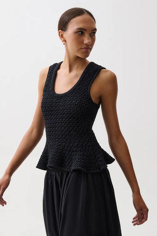 Anna Peplum Tank, Black