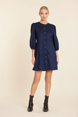 Faux Suede Navy Dress