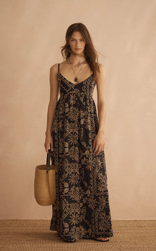 Embroidered Maxi Dress in Intarsio