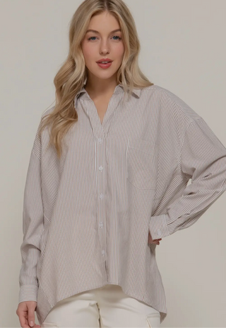 Khaki Stripe Dolman Sleeve Top