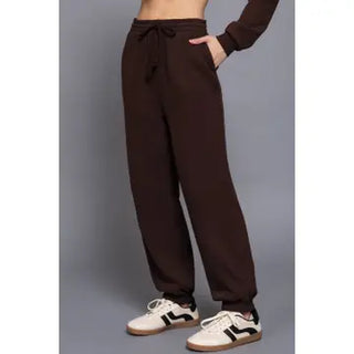 Brown Elastic Waist Joggers