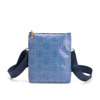 Flat Crossbody, Navy Woven