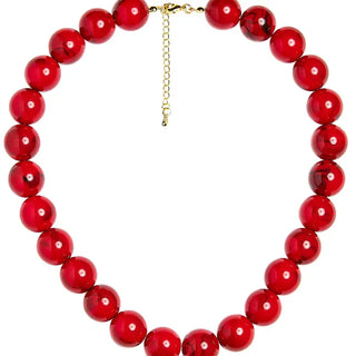 Ryan Beaded Acrylic Necklace, Red