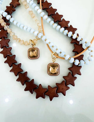 Large Star Necklace in Brown