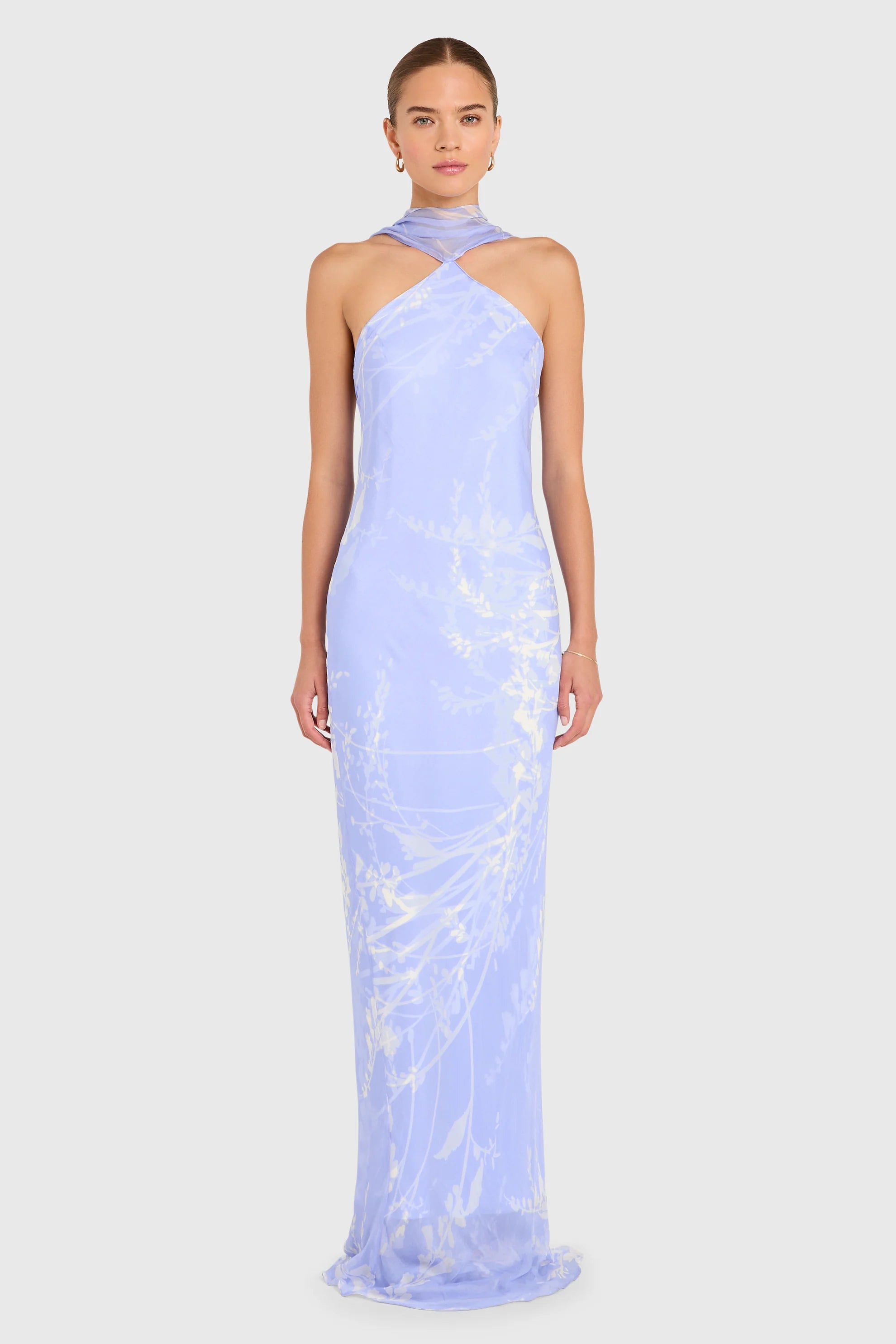 ashton cut out maxi dress Pretty Lavish Ashton cut-out ruffle maxi dress in pink marble print