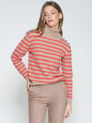 Red and Beige Turtleneck