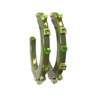 Small City Girl Jewel Hoop in Dill Green