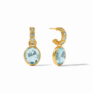 Jolie Hoop & Charm Earring, Aquamarine Blue