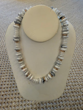 White Chunky Marbled Beaded Necklace