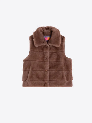 Faux Fur Vest in Camel