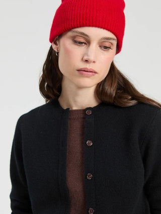 Faux Twin Set Cardigan in Black & Brown