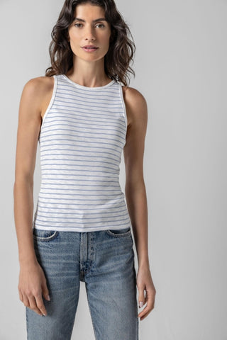 Striped High Neck Tank, Striped Surf