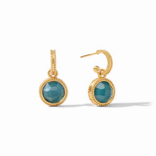Fleur-de-Lis Hoop & Charm Earring, Montana Blue
