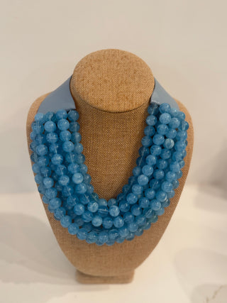 Multi Strand Beaded Necklace, Blue