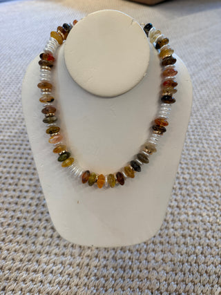 Natural Stone Marbled Beaded Necklace
