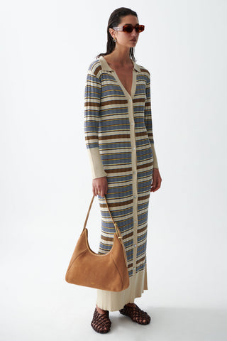 Odessa Knit Dress in Champagne Stripes