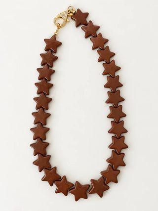 Large Star Necklace in Brown