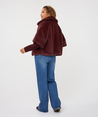 Merlot Faux Fur Poncho