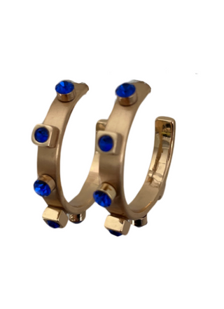 Gold Metal Jewel Hoop - Sapphire