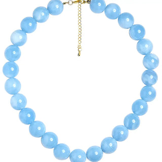 Ryan Beaded Acrylic Necklace, Light Blue
