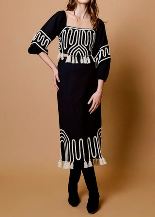 Lola Midi Skirt in Black Ivory