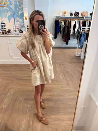 Almond Poplin Mini Dress