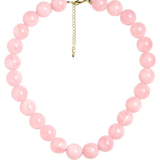 Ryan Beaded Acrylic Necklace, Light Pink