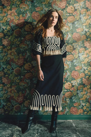 Lola Midi Skirt, Black Ivory