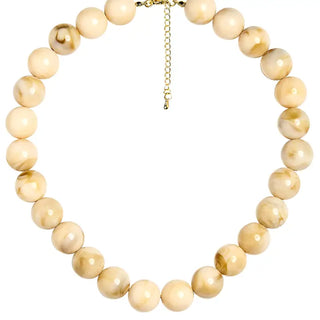 Ryan Beaded Acrylic Necklace, Latte