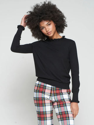 Black Sweater with Soft Ruffle