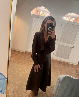 Victoria Vegan Leather Chocolate Skirt