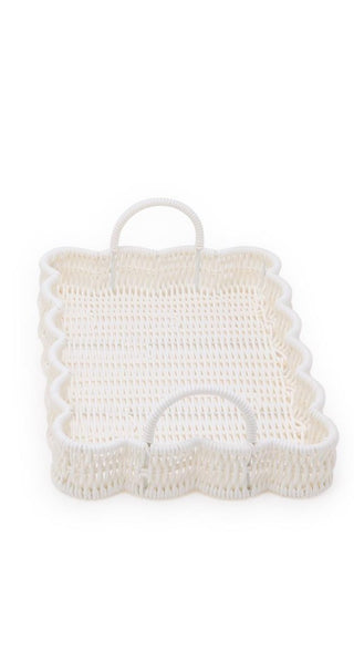 13.5x9 All Weather Wicker Scalloped Edge Serving Trays