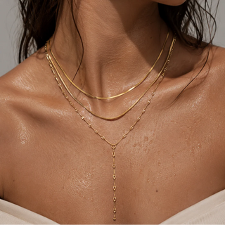 Anarosa Layered Lariat Necklace in Gold
