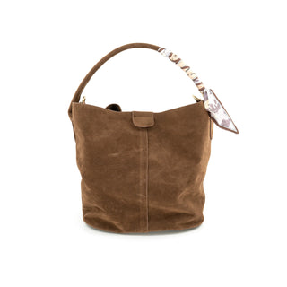 Suede Bucket Bag, Chocolate