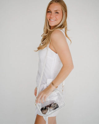 Bridget Clear Bag with White Vegan Leather