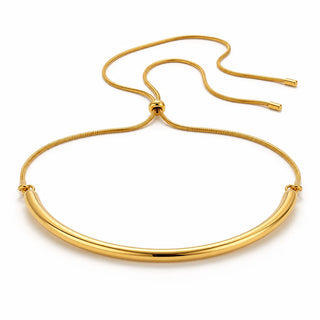 Shira Curved Bar Necklace in Gold