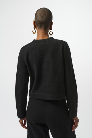 Black Button Up Crew Top