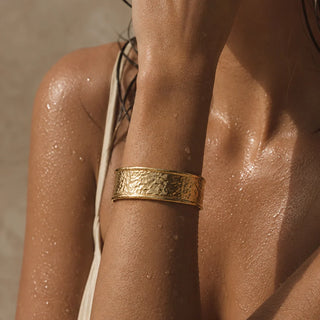 Lowell Hammered Cuff Bracelet in Gold